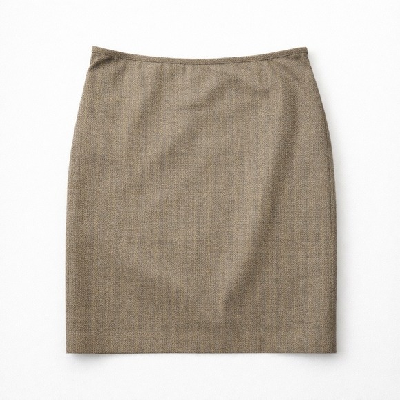 Brown Pinstripe Herringbone Pencil Skirt Lined Sz 8 Office Career Modern Preppy - Picture 4 of 7